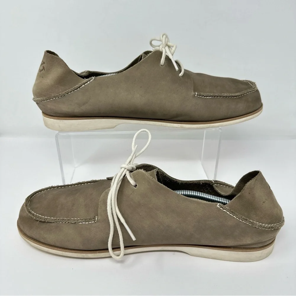 Olukai Holokai Leather Lace Up Boat Shoes Loafers